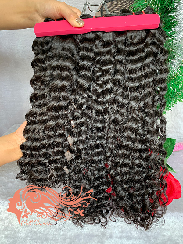 Csqueen Raw Burmese Curly 3 Bundles Natural Black Color 100% Human Hair